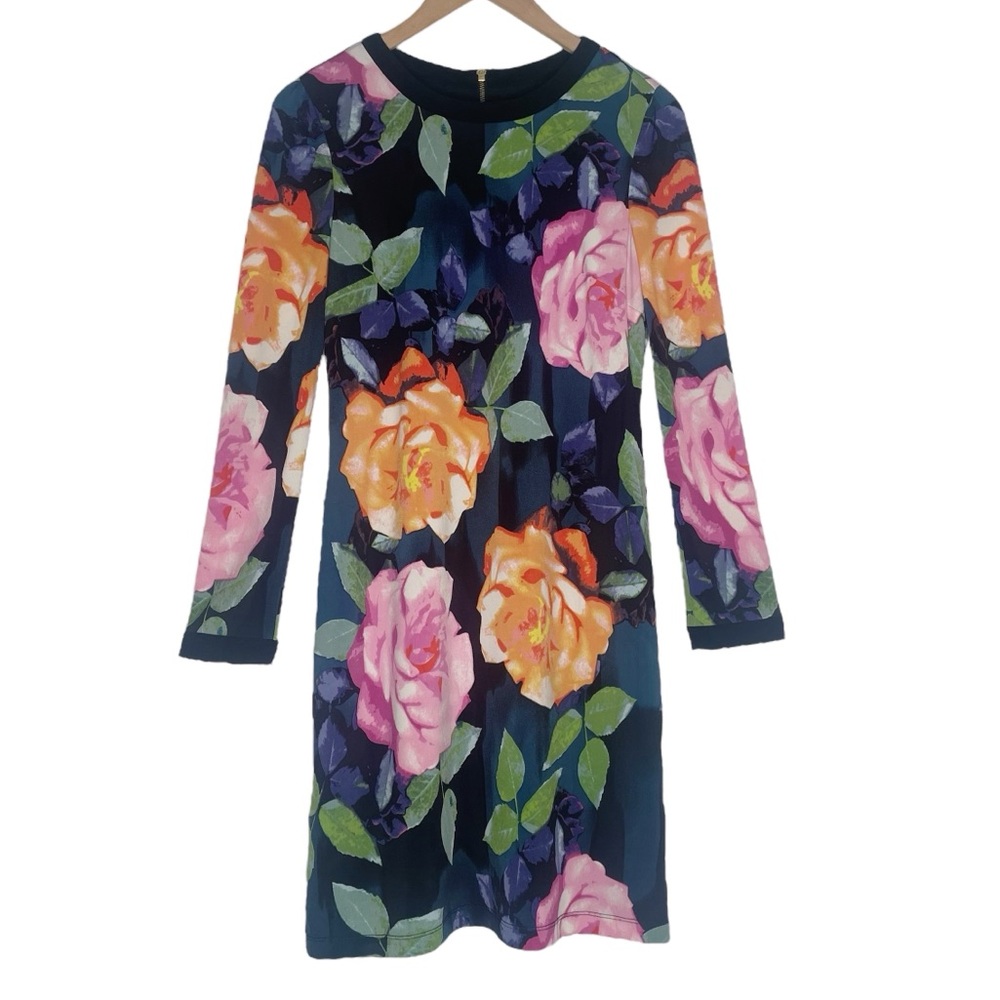 Eliza J Floral Long Sleeve Dress Classic Dressy Career Office Comfy Pretty SZ 6